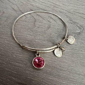 Alex and Ani October Pink Birthstone Silver Bracelet